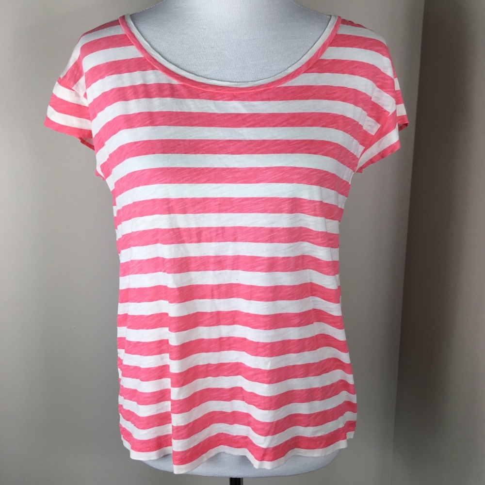 J. Crew Pink & White Stripe Top. Size Small‎